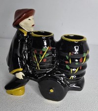 Vintage McCoy Asian/Oriental Man pushing Handcart w/2 Vessels/Vases MCM 1950's