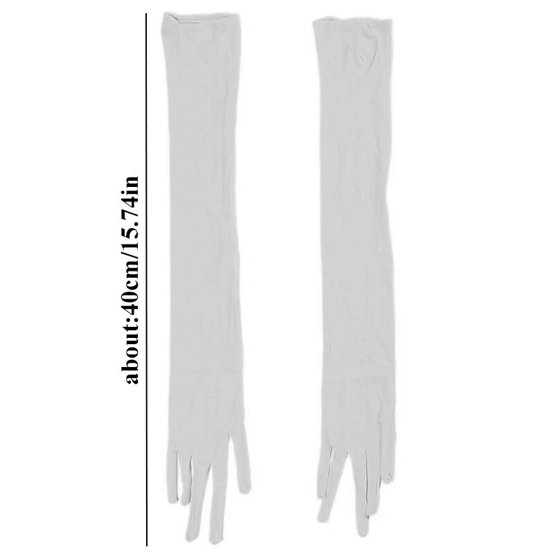 Damen-Handschuhe Transparent Netzstoff Volle Finger Lange Fäustlinge Oper ∧ - Bild 4 von 4