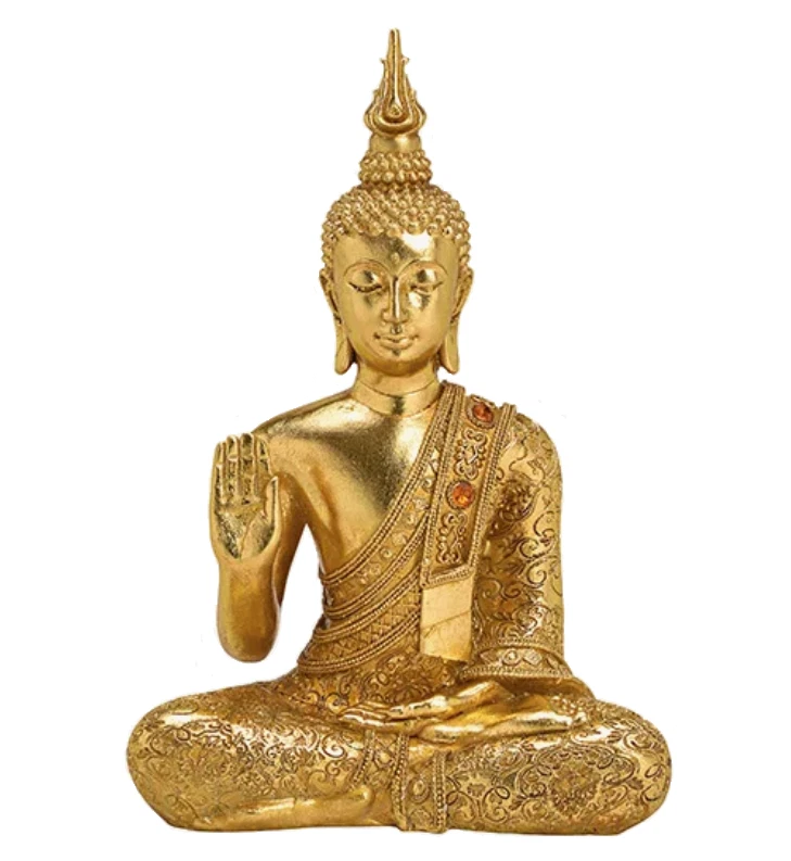 WURM Statua Buddha 31 cm dorata Budda ThaiBuddha statua feng shui decorazione