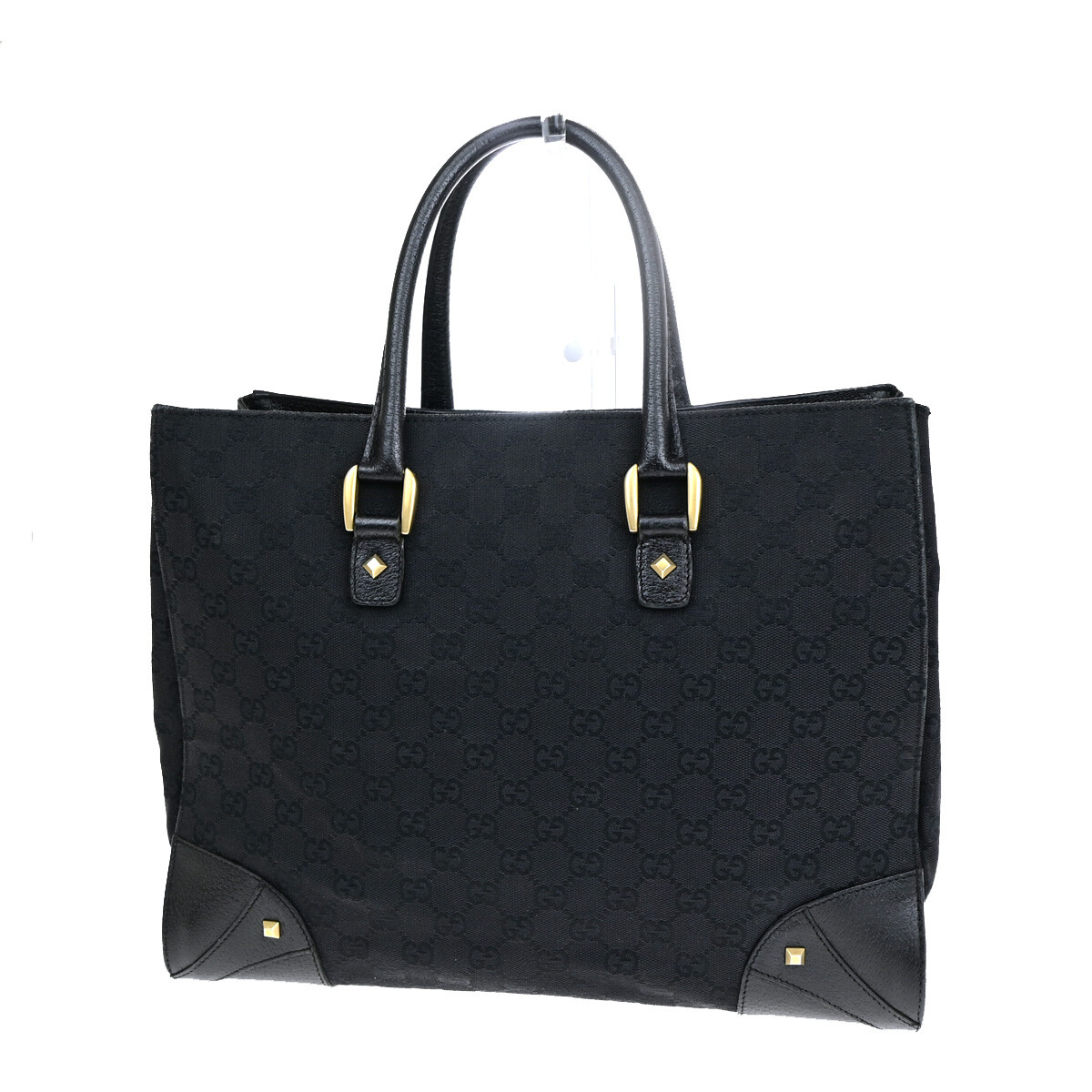 GUCCI Logo GG Pattern Shoulder Hand Bag studs Canvas Leather GUCCI Logo GG Pattern Shoulder Hand Bag studs Canvas Leather