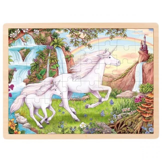 goki 57366 Lace Unicorn Wooden Puzzles, Colourful