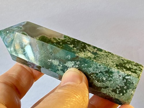 3.5"- "Distinctive/Top Grade"~MOSS AGATE In QUARTZ Tower Point Obelisk K1391 - Picture 5 of 7