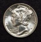 1944 Mercury Dime Nearly Choice BU Lightly Cleaned  Lot 558