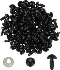 9mm Black Safety Eyes, 150 Set Plastic Craft Eyes with Washers for Stuffed Anima