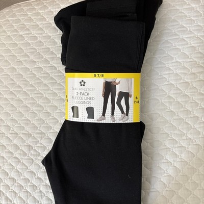 Tuff Athletics youth girls 2 pack Fleece lined Leggings Small  7/8 Black New