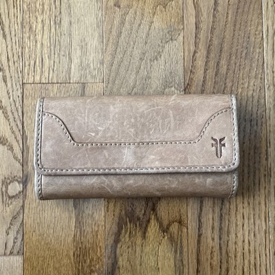Frye Leather Melissa Trifold Continental Snap Wallet Cognac Brown $158