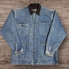Vintage Bugle Boy Fleece Blanket Lined Denim Chore Jean Jacket Men's Sz L