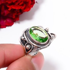 Green Amethyst Designer Handmade Oxidised 925 Sterling Silver Ring S.7 R97922