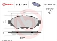 Brembo P 83 167 Bremsbelagsatz, Scheibenbremse For Toyota