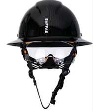 Carbon Fiber Hard Hat Small Brim with Goggles- Safety Helmet with 6-Point
