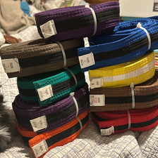 Tae kwon do Karate Martial Arts Belts Various Sizes  Colors All Used Lot Of 9