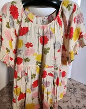 Ivy Jane Popover Top Baby Doll Style Floral Blouse, Size M/L