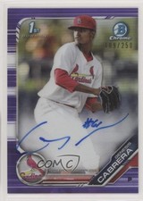 2019 Bowman Chrome Prospect Purple Refractor 109/250 Genesis Cabrera Auto 07d9