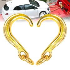 J Hook 8 Inch 2 Pack | Towing J Hooks | Short Tow Hook on Coupling Link | Yel...