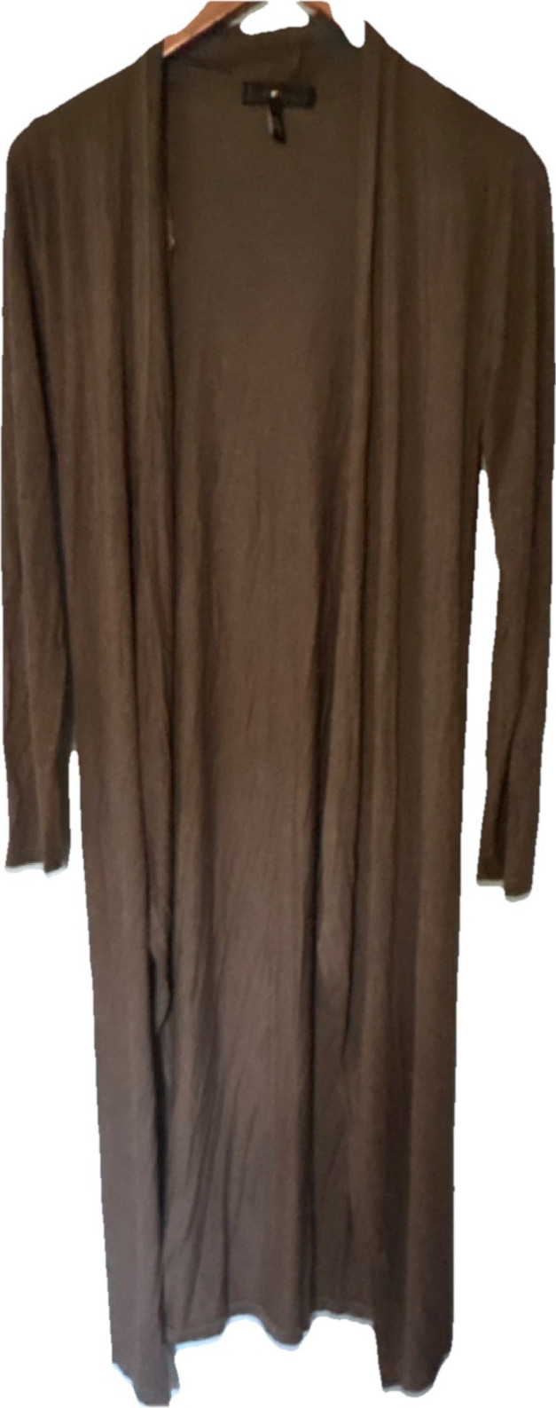 Dark Heart S Brown Solid Knit V-Neck Open Front Long Sleeve Cardigan Sweater