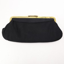 Classic Evening Handbag Women S Black Satin Gold Tone Hardwar Purse Clutch Bag