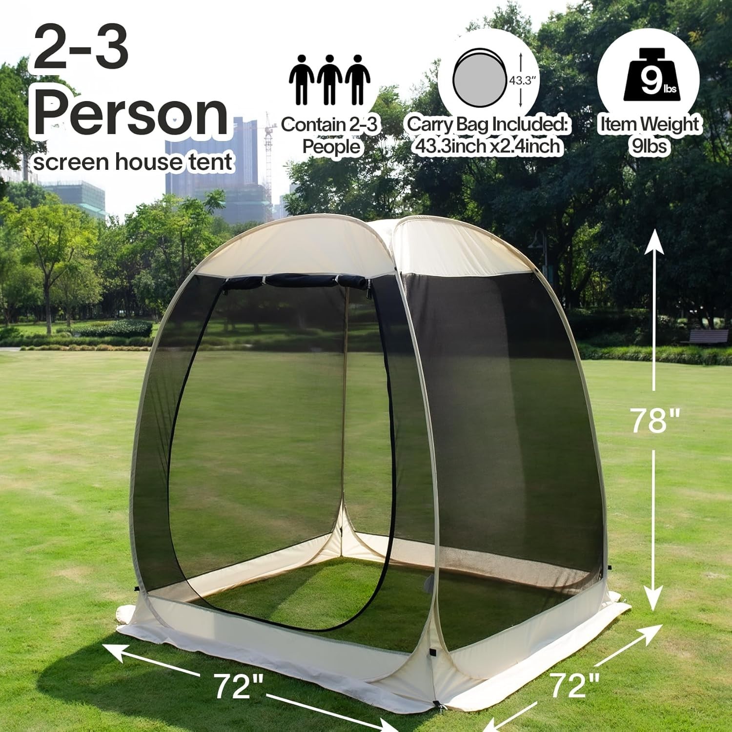 Alvantor Screen House Gazebo, 6-10-15 Person Pop up Igloo Screened Canopy Tent w