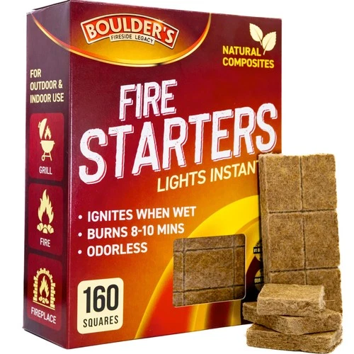 Fire Starter Cubes, 160 pcs - Bulk Pack - Fast Grill BBQ Charcoal Start - Odo...