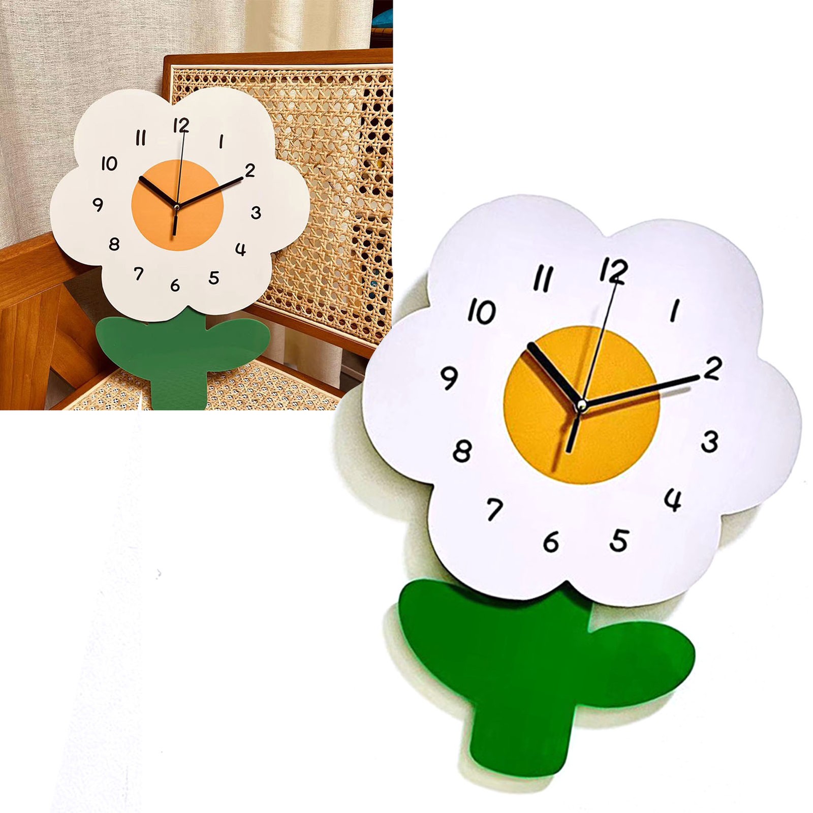 Flower Shaped Wall Clocks For Kids Cartoon Cute Exquisite Silent Wall Clock For