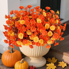 Artificial Fall Flowers for Outdoors, 10 Bundles Fake Faux Fall Flowers UV Resis