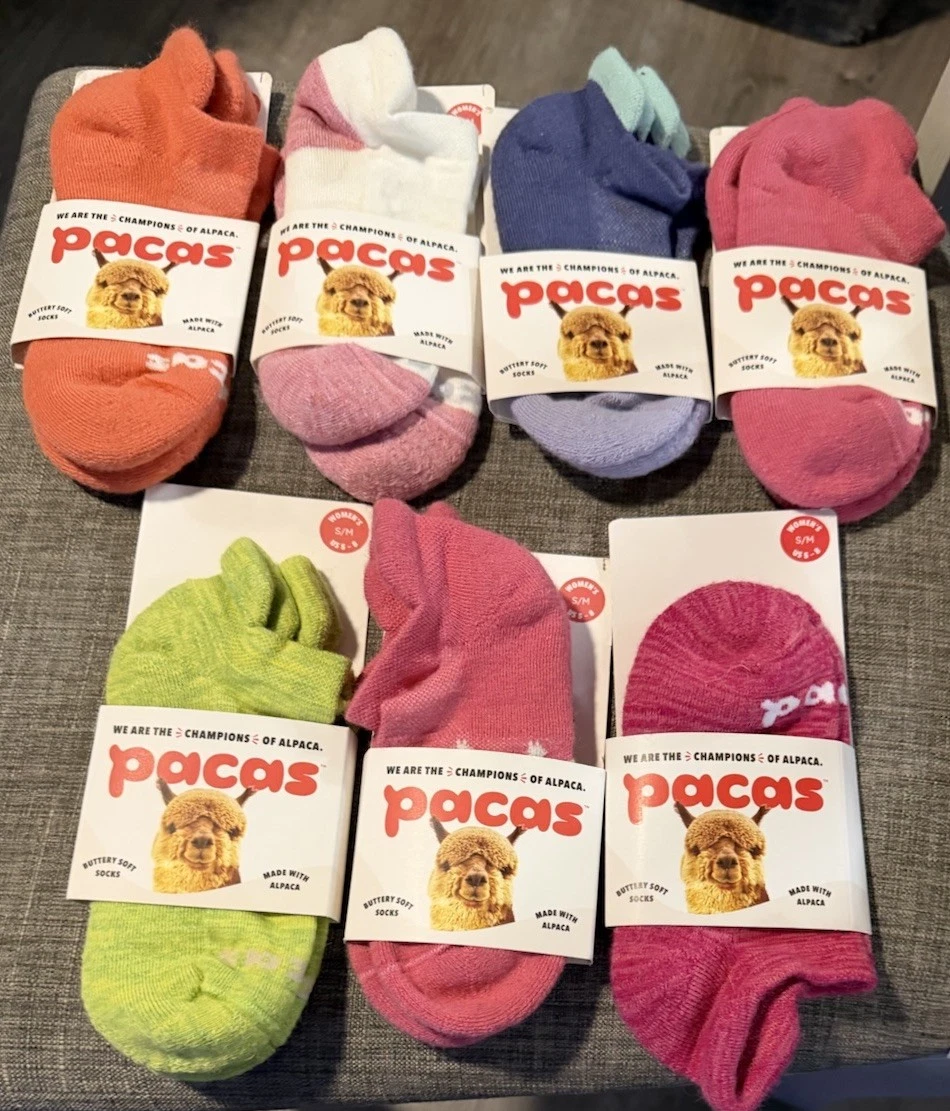 Pacas Ankle Socks womens Alpaca Multicolor Orange Blue Pink 7 Pair S/M