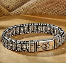 B21 Herren Armband Rollen 6-Wort-Mantra buddhistisch Sterling Silber 925