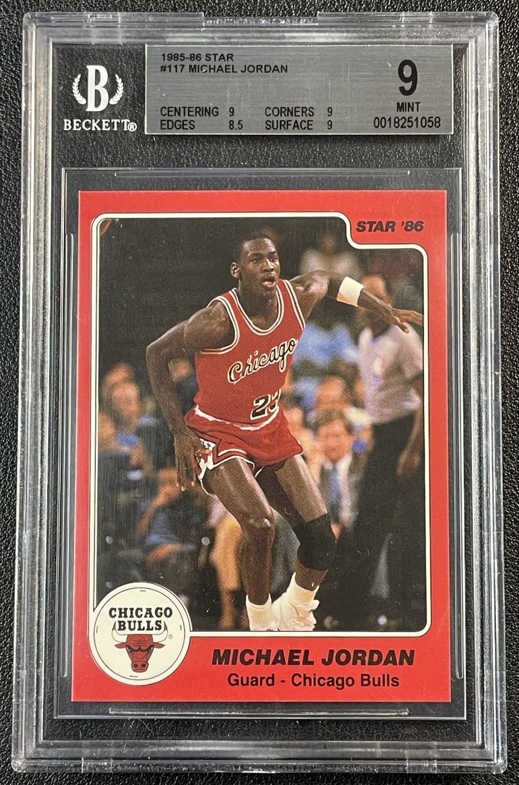 MICHAEL JORDAN BGS 9 1985-86 STAR BASKETBALL #117 ROOKIE RC BULLS MINT