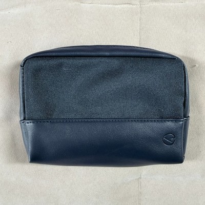 Lufthansa Premium Economy In-flight Amenity Kit Pouch Blue Leather Toiletry Bag