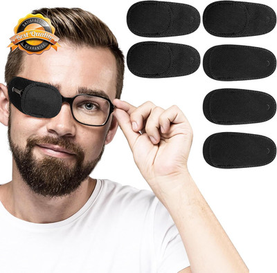 Eye Patch Medical Eye Cover Soft Reusable Black for Left Right Eye 6Pcs