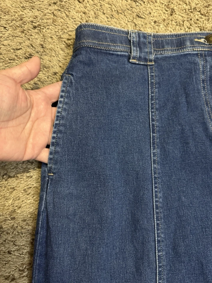 Maxi falda vaquera lavada oscura para mujer con abertura trasera MEDIANA 29x35 boho chic hippie Foto 4 de 4