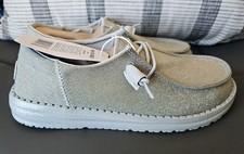 Hey Dude Wendy Funk Sparkle Shoe, Size 7, Silver, Brand New -no Box