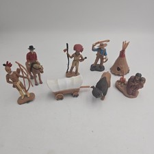Native Indian Pioneer Plastic Action Figure Toys 8 Piece 2.5in Safari LTD Used