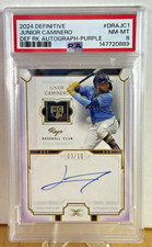 2024 Topps Definitive Purple Junior Caminero Rookie Auto /10 Short Print PSA 8