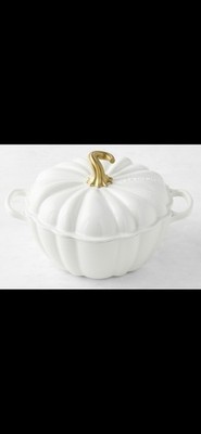 ~LeCreuset *NEW*EnameledCastIronPumpkinCocotte*White*Color 
