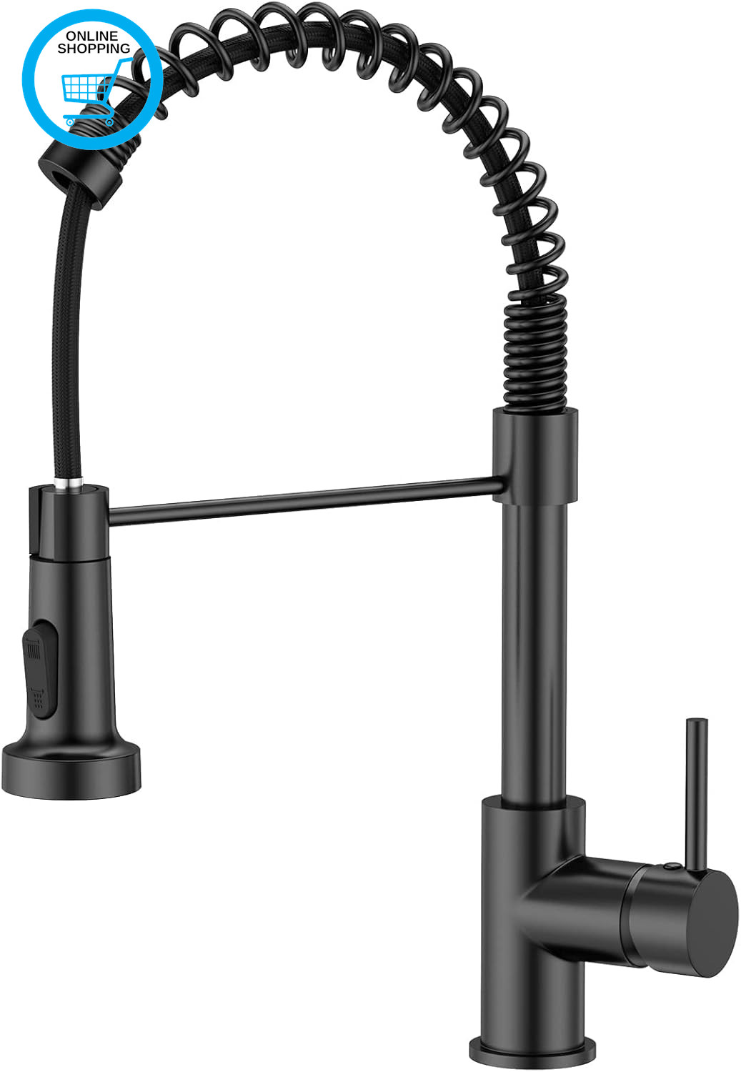 Black Kitchen Tap, Spring Kitchen Sink Mixer Taps, Commercial Faucet Single Hand