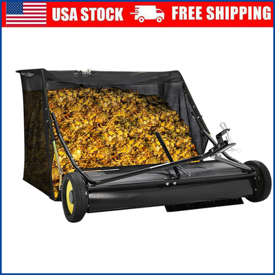 #ad 42 inch Tow Behind Lawn Sweeper Pull Behind Leaf amp; Grass Collector Dumping Rope $177.55