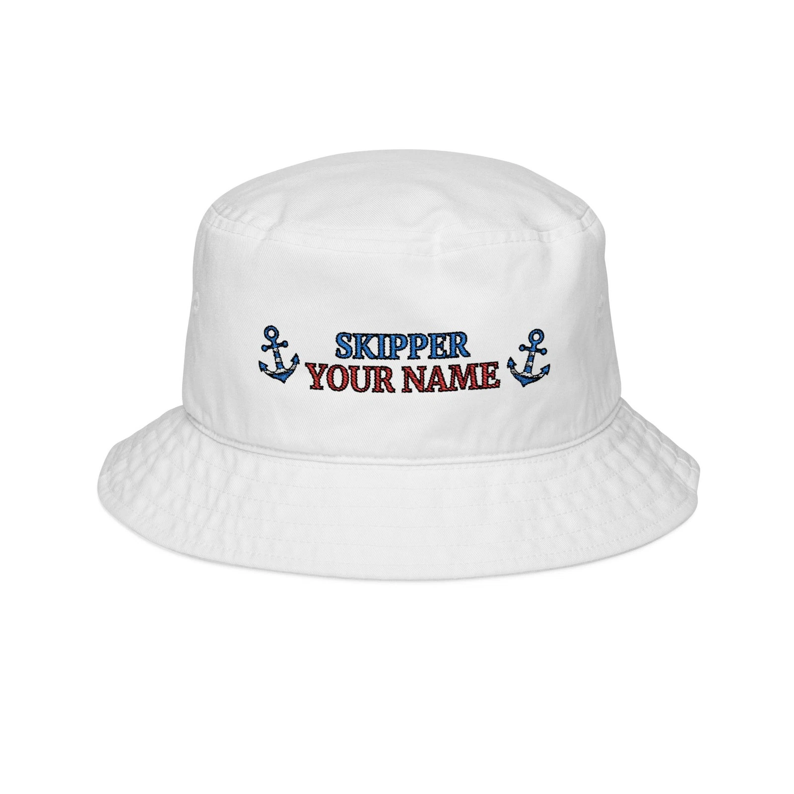 Embroidered Personalized Skipper Bucket Hat, Boating Hat