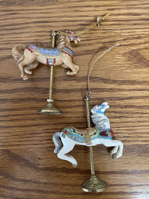 Willitts Vintage Ceramic Carousel Horse Ornament Set Of 2