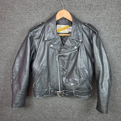 Chaqueta de moto de cuero Schott Perfecto de colección negra para mujer 12 motociclista con cinturón EE. UU. - Imagen 1 de 4