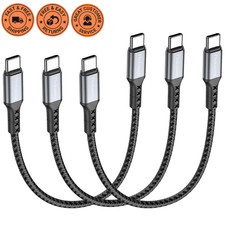 3 Pack Short USB C to USB C Cable 8 Inch 65W PD Fast Charger Braided Cord
