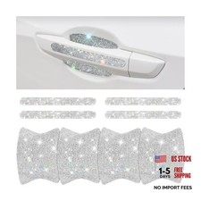8PCS Bling Car Door Handle Protector, Crystal Rhinestone Vehicle Door White