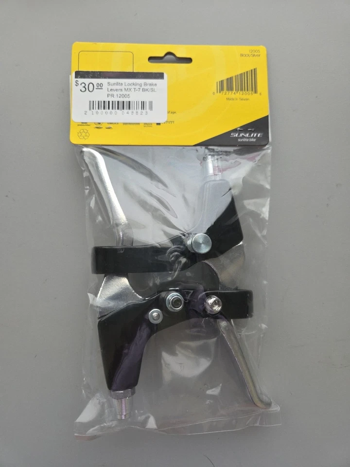 Par de palancas de freno de bloqueo Sunlite MX T-7 negro/plateado 12005 Foto 2 de 2