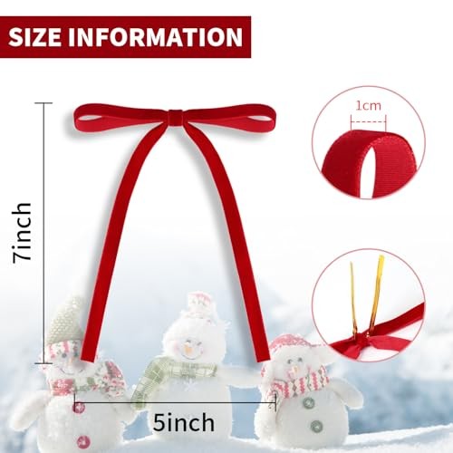 24 Pcs Velvet Christmas Bows 5 x 7 Inch Rustic Velvet Small Ribbon Gift Bow Red - Picture 3 of 6