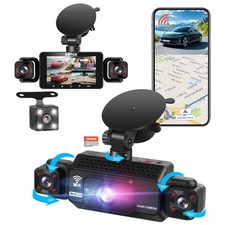 4 Channel Dash Cam 360 View 5G WiFi 2K Front Rear Black 64GB Control GEMEK Left