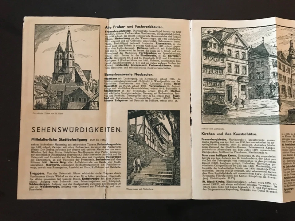 Nordhausen die tausendjährige Stadt am Harz, Reisefaltprospekt um 1938 mit Plan - Bild 2 von 4
