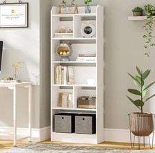 Hzuaneri Bookshelf, Bookcase with Storage, 6-Tier Open Tall Bookshelves