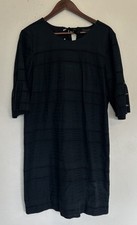 J.Crew Shift Dress 10 Black Eyelet Lace Bell Sleeve Tie Classic L Minimal Casual