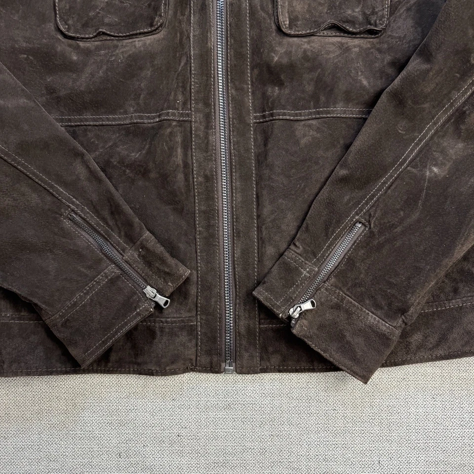 Jaqueta de motociclista Emanuel Ungaro masculina couro camurça marrom GG - Imagem 2 de 4