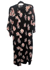 Angie Cardigan Floral Open Front Rayon Kimono Wrap Flowy Boho Oversize Small