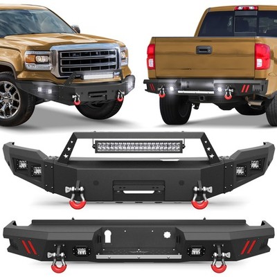 For GMC Sierra 1500 2014-2015 Front or Rear Bumper W/Winch Plate & Spotlights